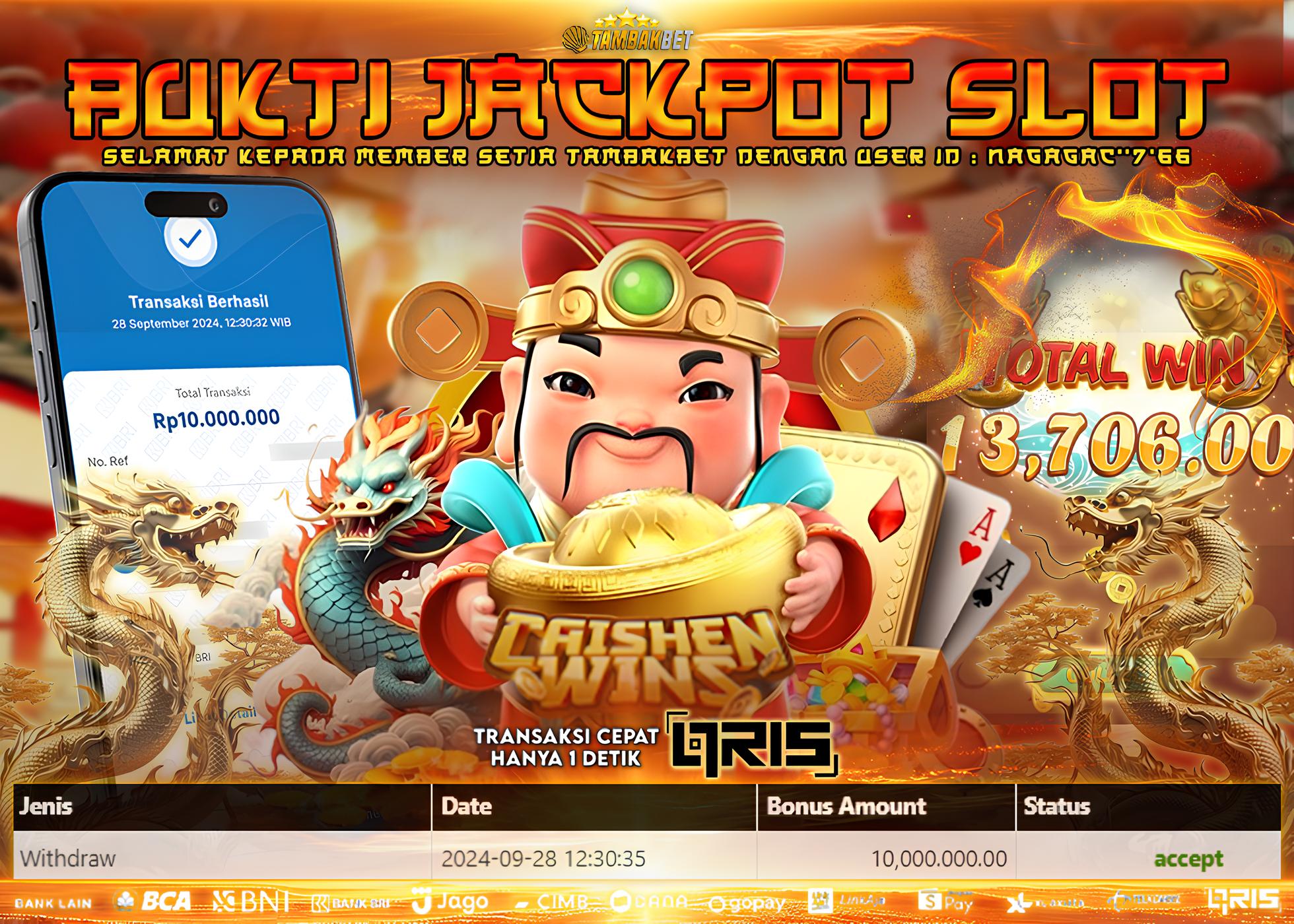 BUKTI JACKPOT SLOT CAISHEN WINS DI TAMBAKBET